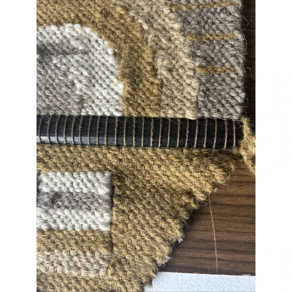 Vintage 70s Handwoven Fiber Art Tapestry Geometric Boho Tassel Wall Hanging 36”